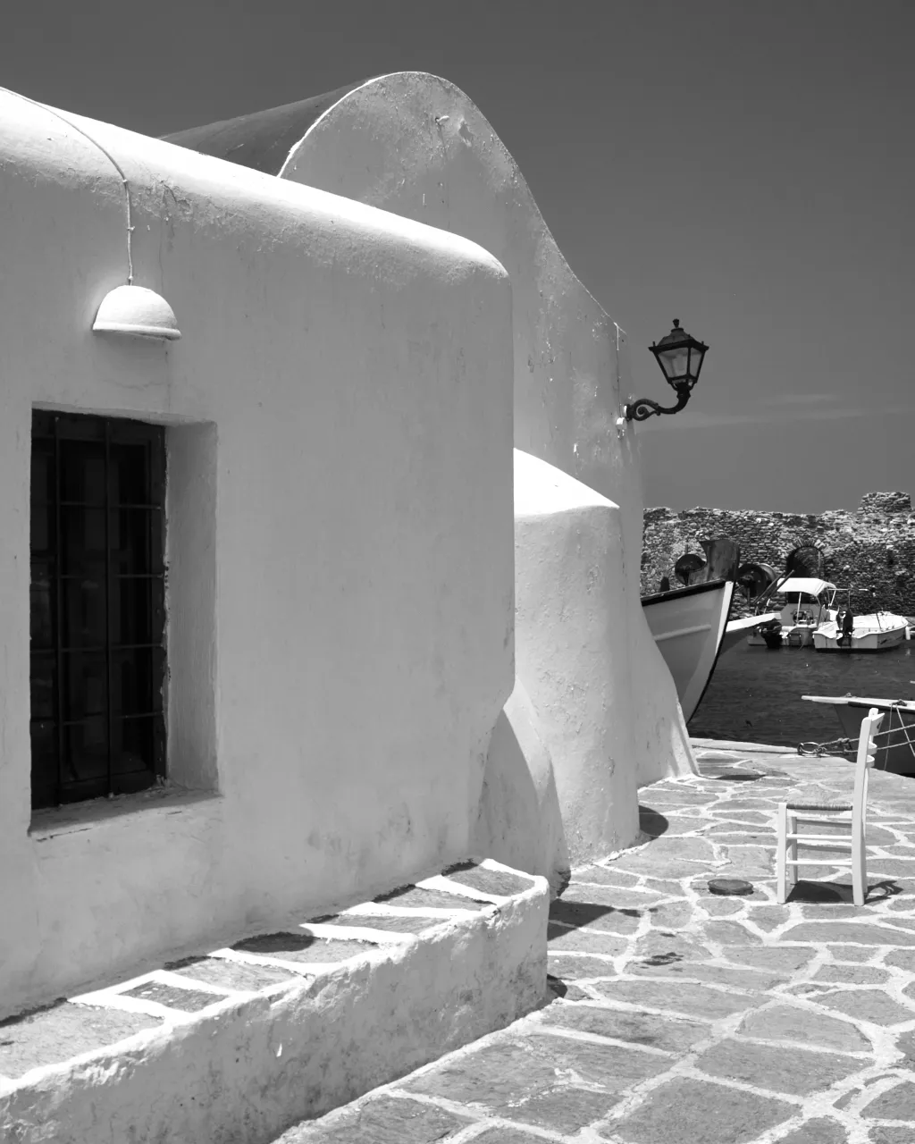 Church at the harbour of Naoussa
